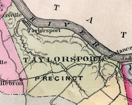 A clipped portion of the map of Boone County showing the Taylorsport Precinct from 'An Atlas of  Boone, Kenton and Campbell Counties, Kentucky', 1883