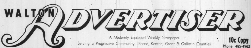 Walton Advertiser newspaper banner from a 1962 issue